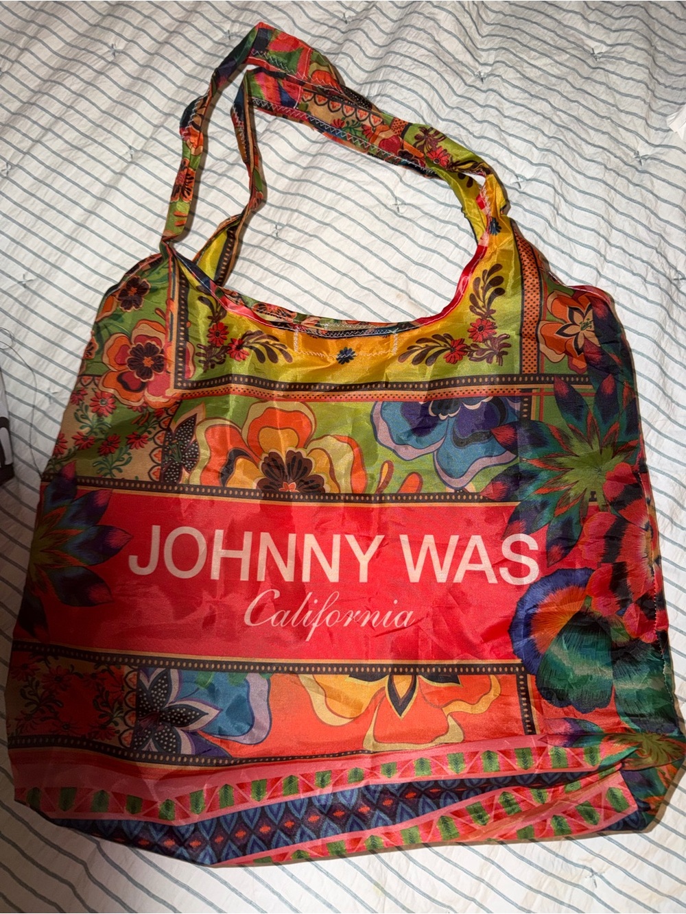 Johnny Was Red Multicolor Floral Shoulder Tote